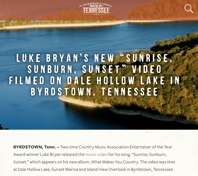 sunset Luke Bryan's new "sunrise, Sunburn, sunset" video filed on Dale Hollow Lake in Byrdstown, TN