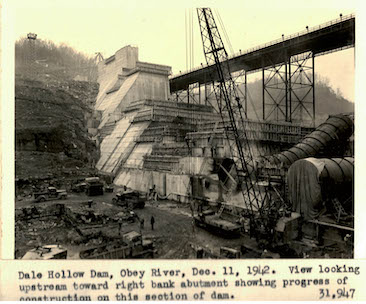 Construction of Dale Hollow dam